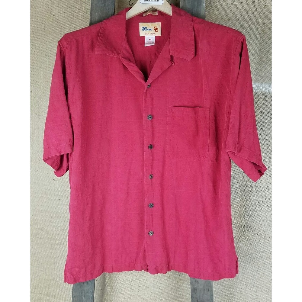 Reyn Spooner for Team Trojan SC men M button down shirt silk Minimalist academia